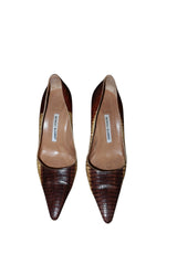 Manolo Blahnik gradient beige/ brown lizard heels (40)