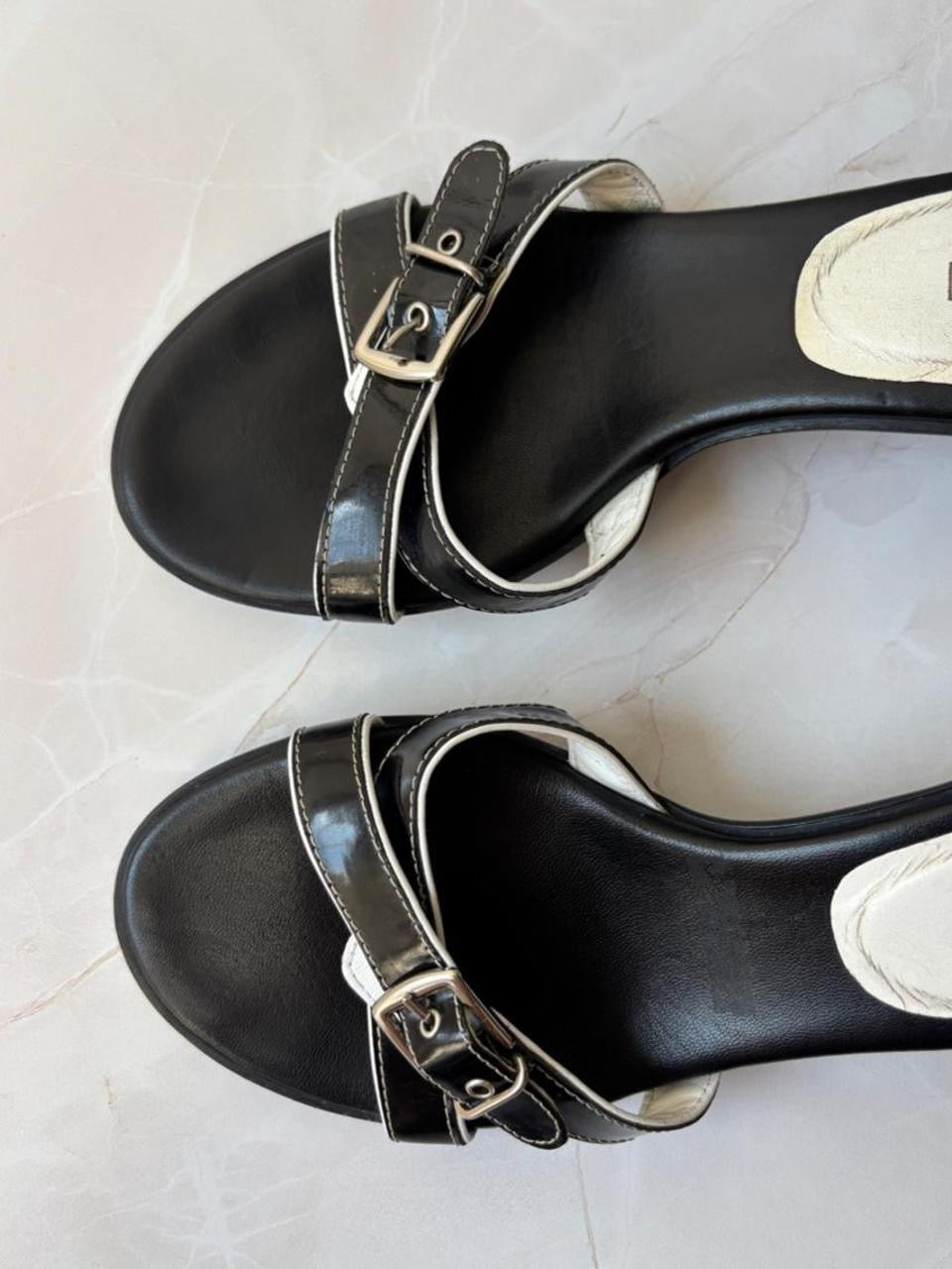 Coach US 9 Black Leather Slide Sandal