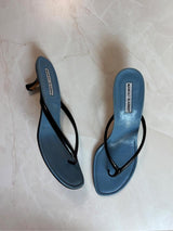 Manolo Blahnik EU 42 Black Patent Leather Thong Sandal