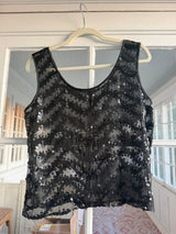 Black sheer tank top with sequins - SKU TUV #12123
