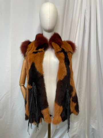 Vintage Multicolor Real Fur Vest