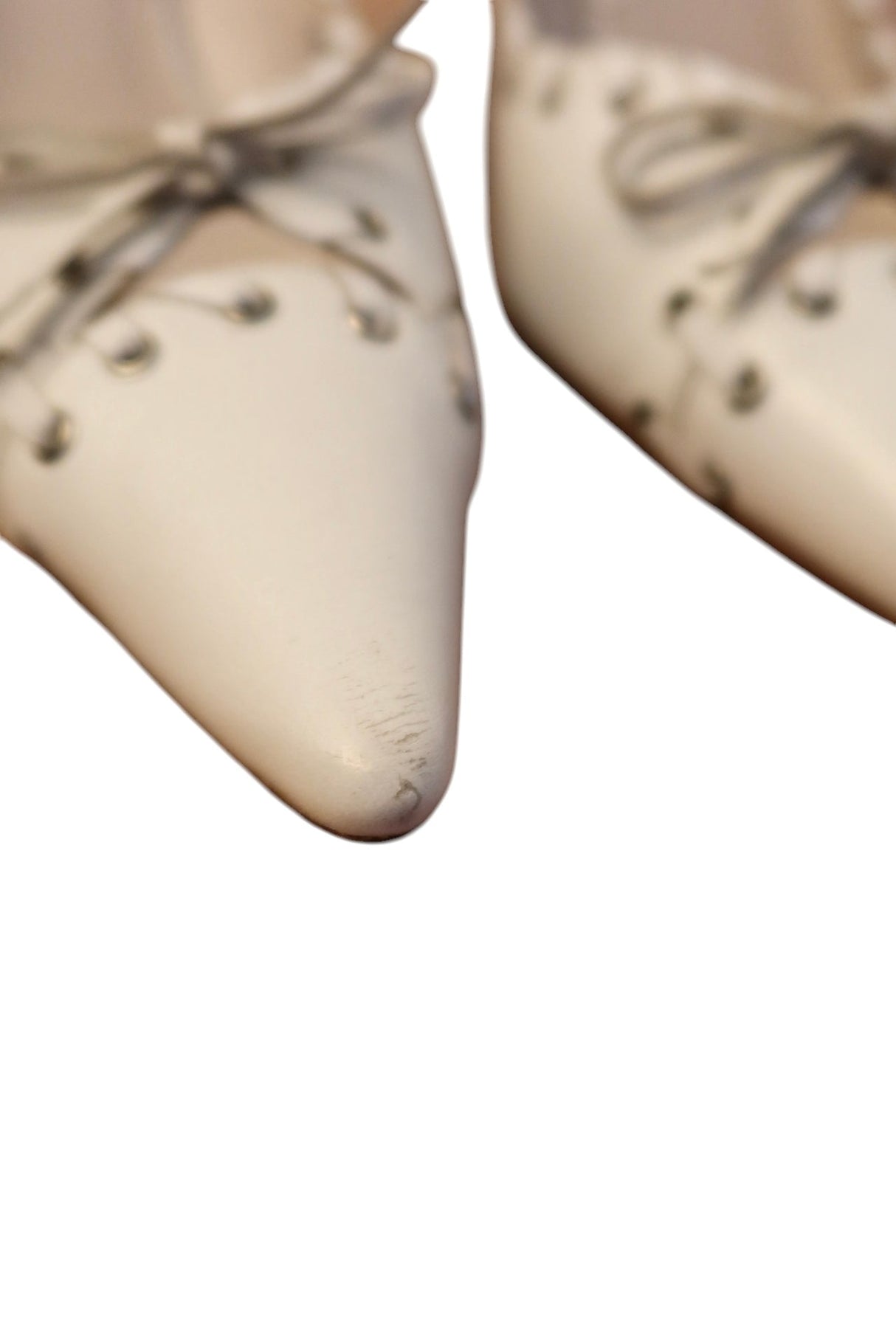 Dior white leather lace up heels with grommet detail and bow (37.5)