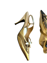Fendi gold leather slingback heels (38.5)