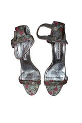 Manolo Blahnik floral print heels with crystal embellished buckle (39)