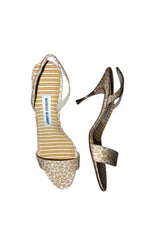 Manolo Blahnik leopard canvas slingback heels (39)