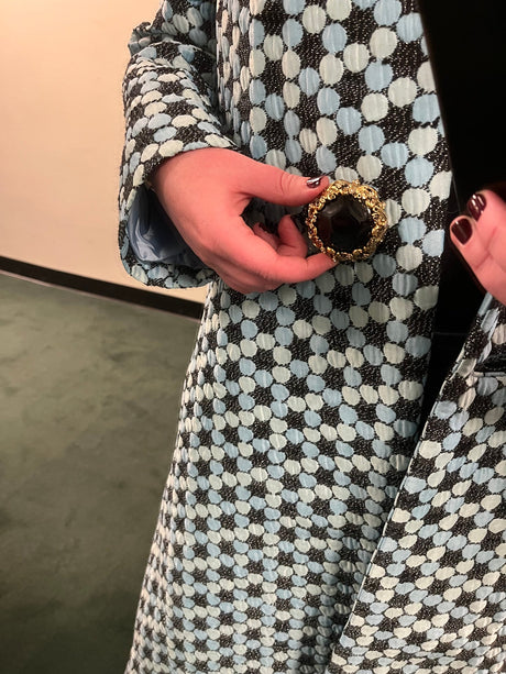 Italian Iridescent Black and Blue Oversized Jacket