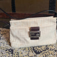 Fendi Authentic Cream Zucca Baguette Style Shoulder Bag y2k 00s