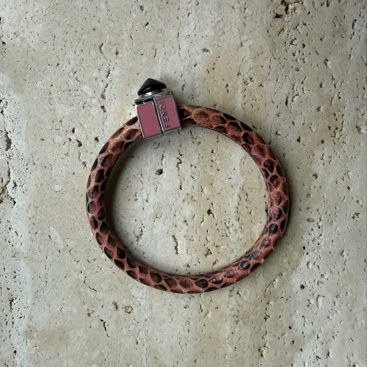 Fendi Resin Stingray Leather Bangle authentic 2015 Pink & silver & black 