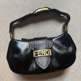 Fendi Shadow Shoulder Bag Vintage Black Leather authentic 