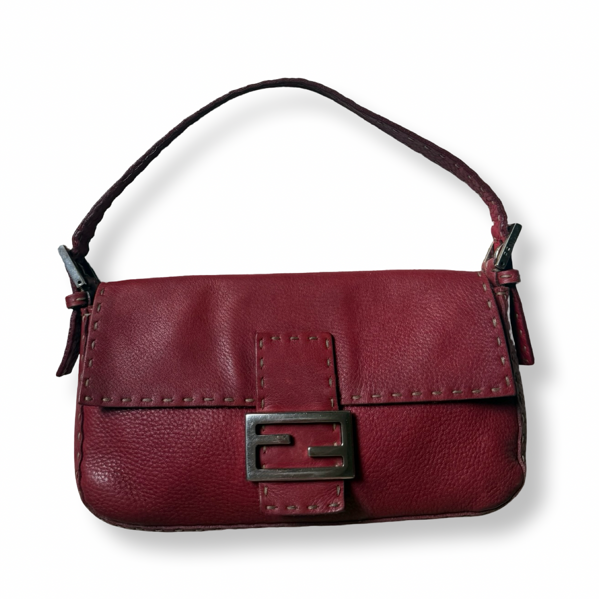 Fendi Vintage Baguette Selleria Leather Red authentic y2k 2000s 90s baguette