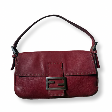 Fendi Vintage Baguette Selleria Leather Red authentic y2k 2000s 90s baguette