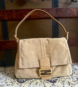 Fendi authentic mama baguette vintage 2000s suede glitter resin tan