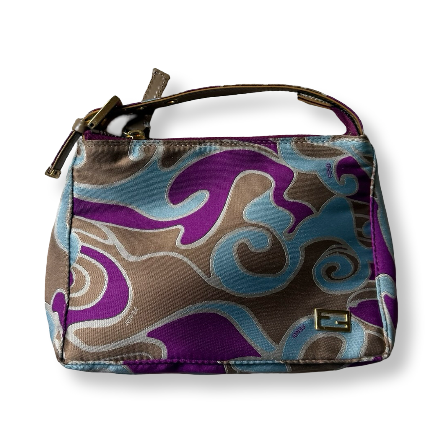 Fendi Vintage Y2K Psychedelic swirl pochette  authentic 2000s 00s purple blue swirl Pucci like print