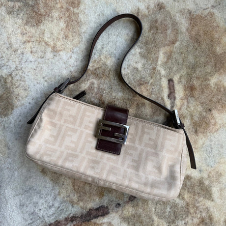 Fendi_Zucca_Shoulder_Bag_Baguette_Small_Cream authentic vintage
