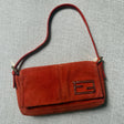 Fendi vintage orange suede glitter resin baguette authentic y2k 2000s 