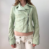 Diesel Mint Green Leather Moto Jacket