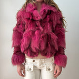 Hot Pink Fox Fur Coat