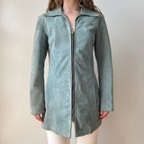 Diesel Blue Suede Zipper Trench Coat