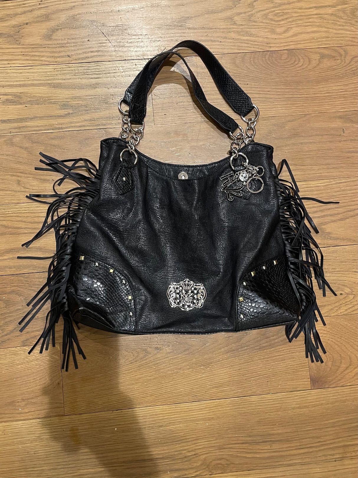 black fringe leather Kathy bag