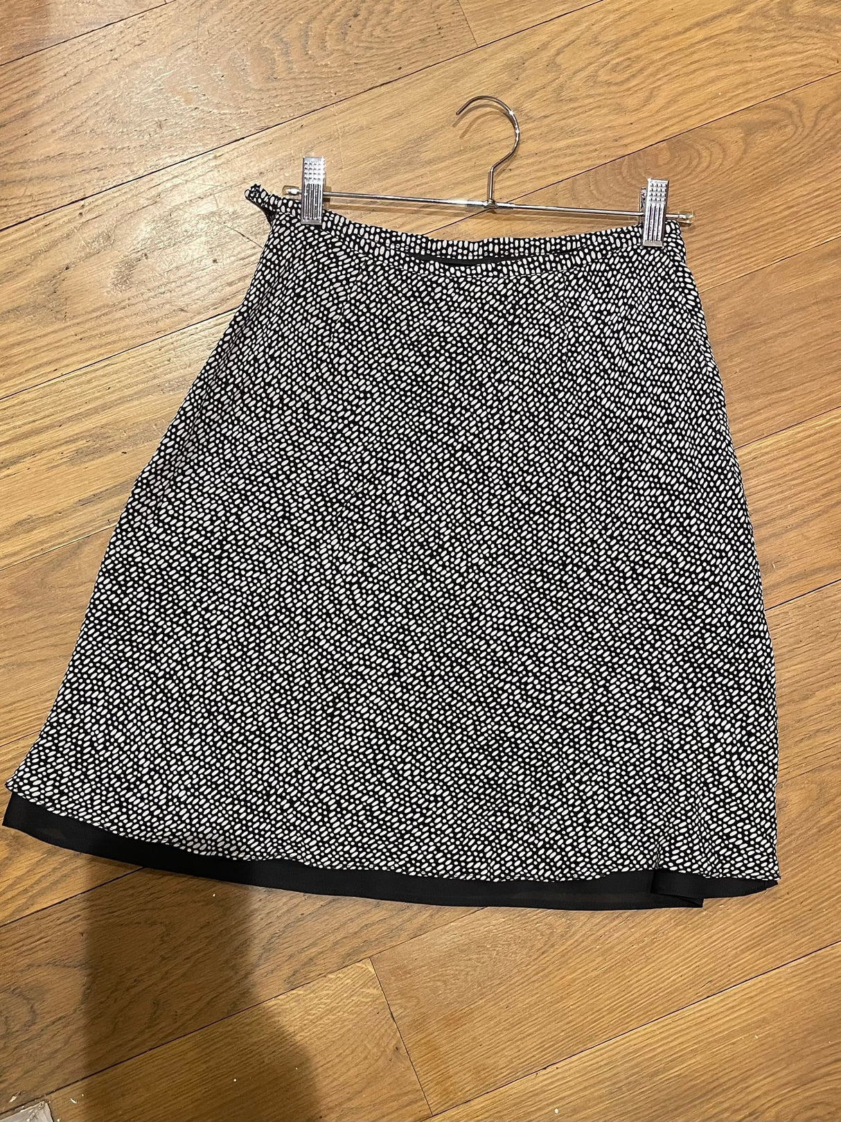 black and white silk skirt