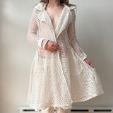 White Mesh Bubble Trench Coat