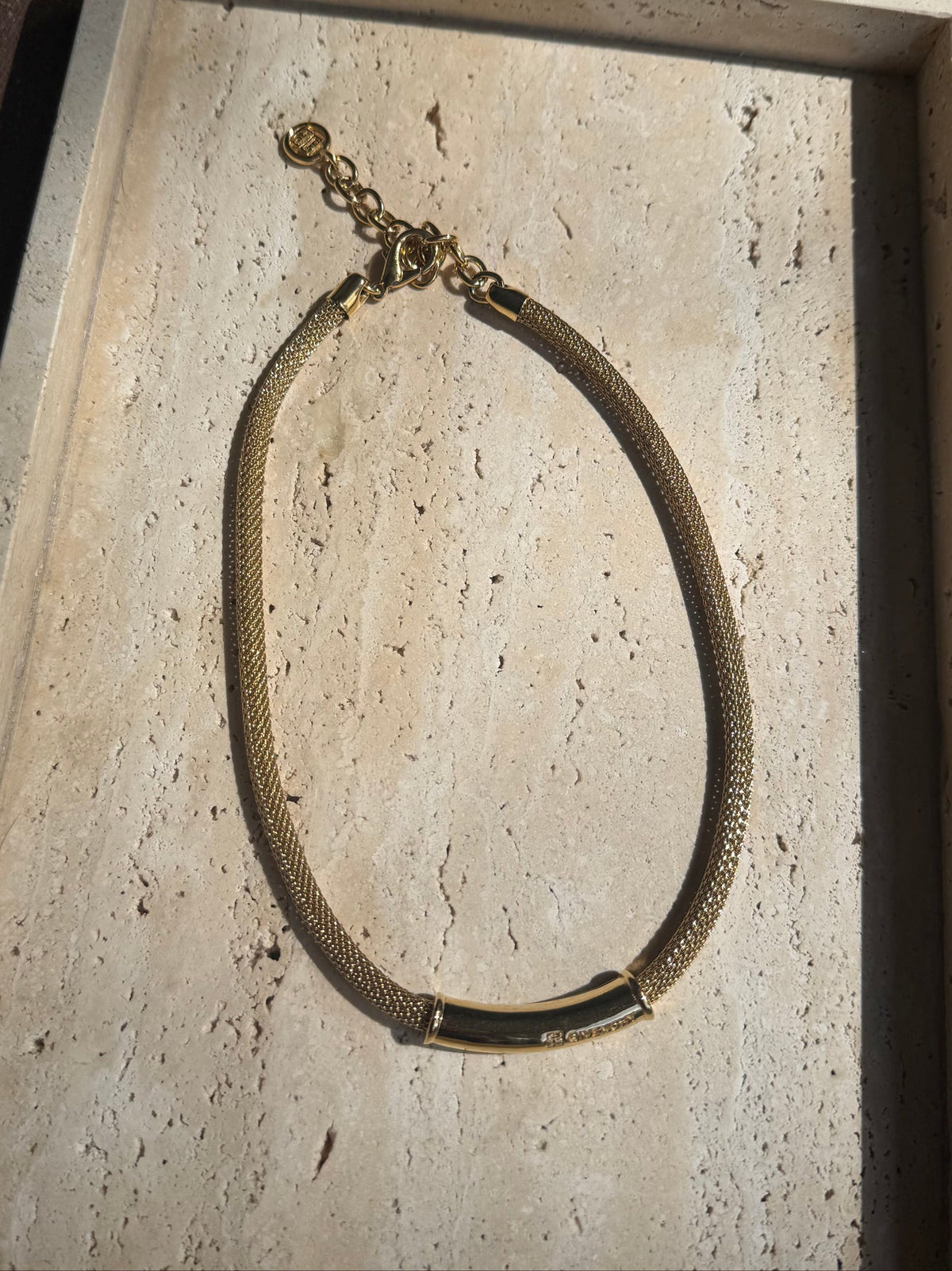 Givenchy Vintage 1980s Gold Mesh Chain Choker Necklace authentic 