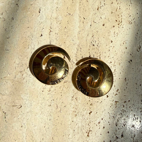 Givenchy Vintage Authentic Gold Swirl Earrings 1980s 