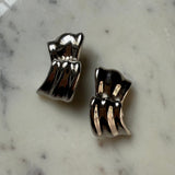 Vintage authentic Givenchy Silver large ribbon wave style earrings