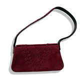 Givenchy Vintage Suede Embroidered Shoulder Bag Bordeaux Burgundy Authentic Rare