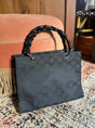 Gucci Vintage Authentic Black Canvas GG Black Rare Bamboo Handles Shopper Tote Bag