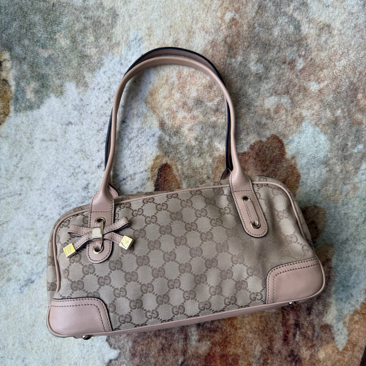 Gucci GG Prince Shoulder Bag Small Neutral authentic bow detail 2000s