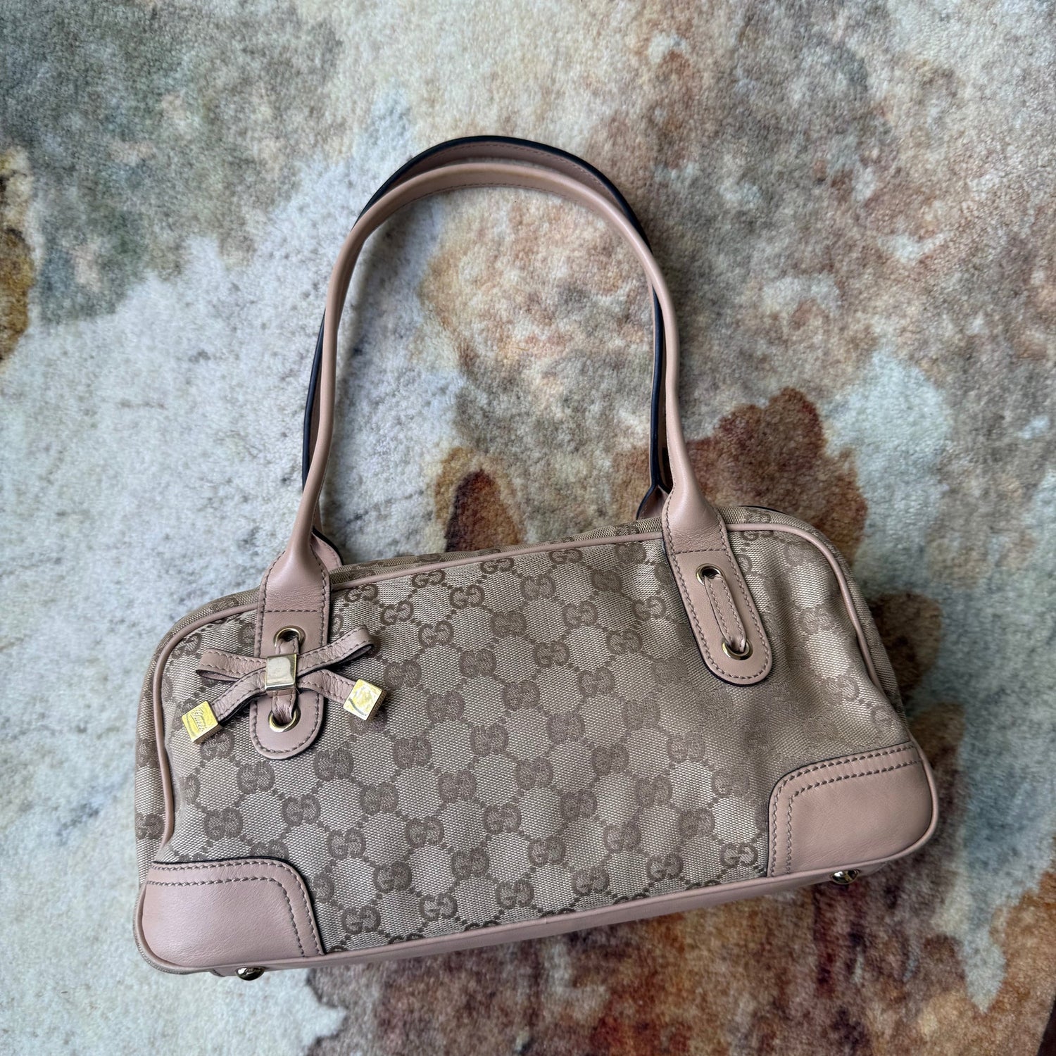 Gucci GG Prince Shoulder Bag Small Neutral authentic bow detail 2000s