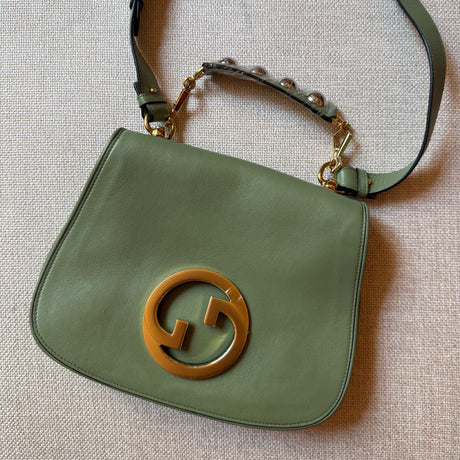 Authentic Gucci Roxy Blondie Medium Salamander Green Bag