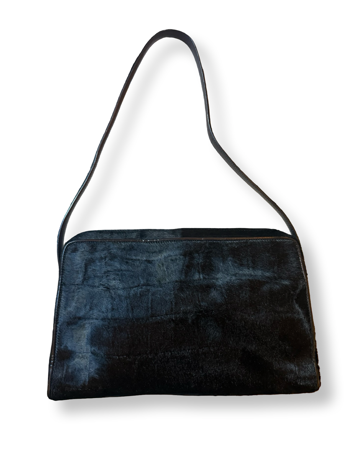 Gucci Tom Ford Era 90s Vintage Ponyhair Shoulder Bag with croc emboss texture  authentic rare black
