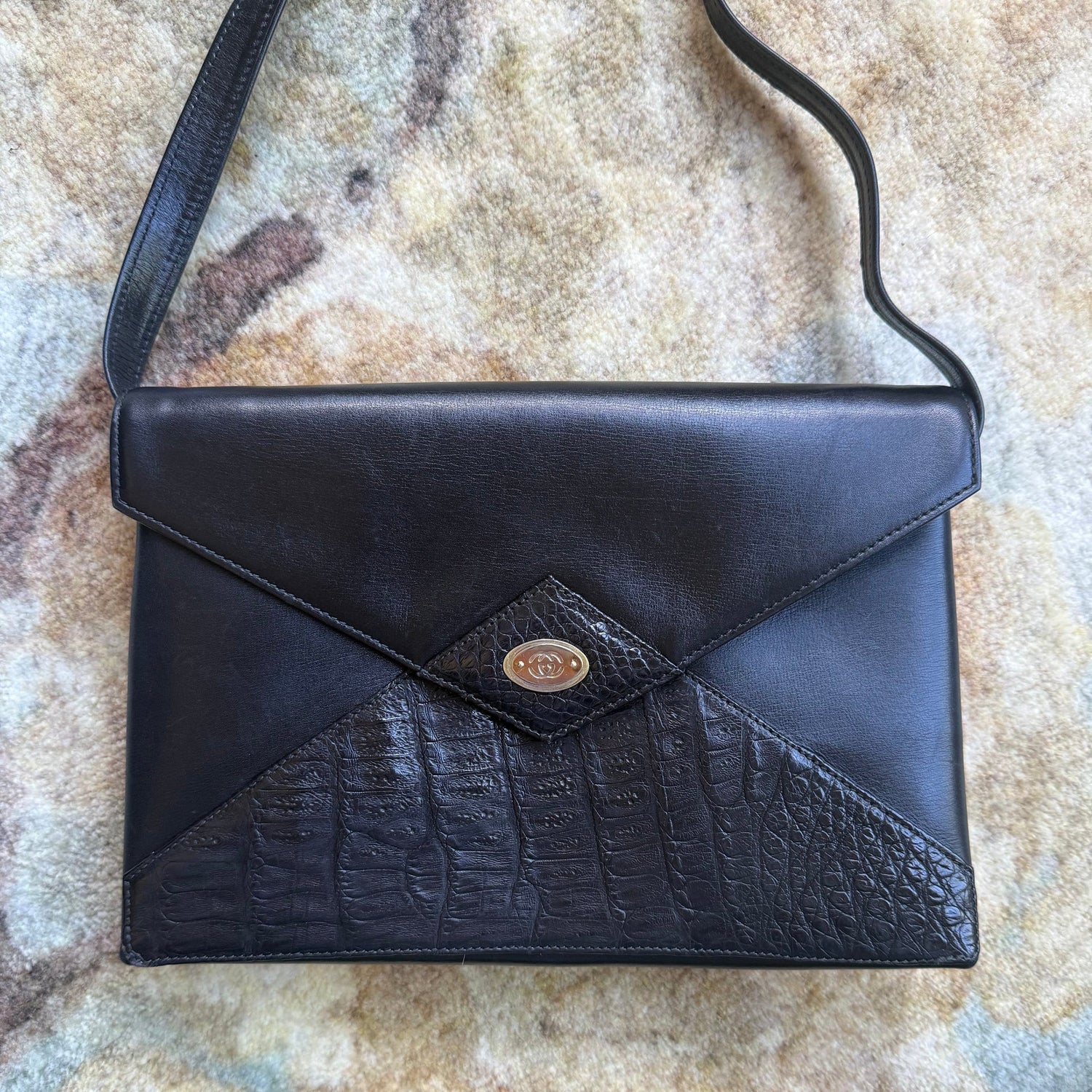 Gucci Vintage Croc Envelope Clutch