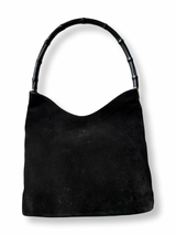 Gucci Vintage Bamboo Suede Hobo Shoulder Black authentic Tom Ford Era Gucci 90s 2000s