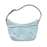 Gucci authentic Vintage Tom Ford era light blue & metallic gold monogram shoulder bag