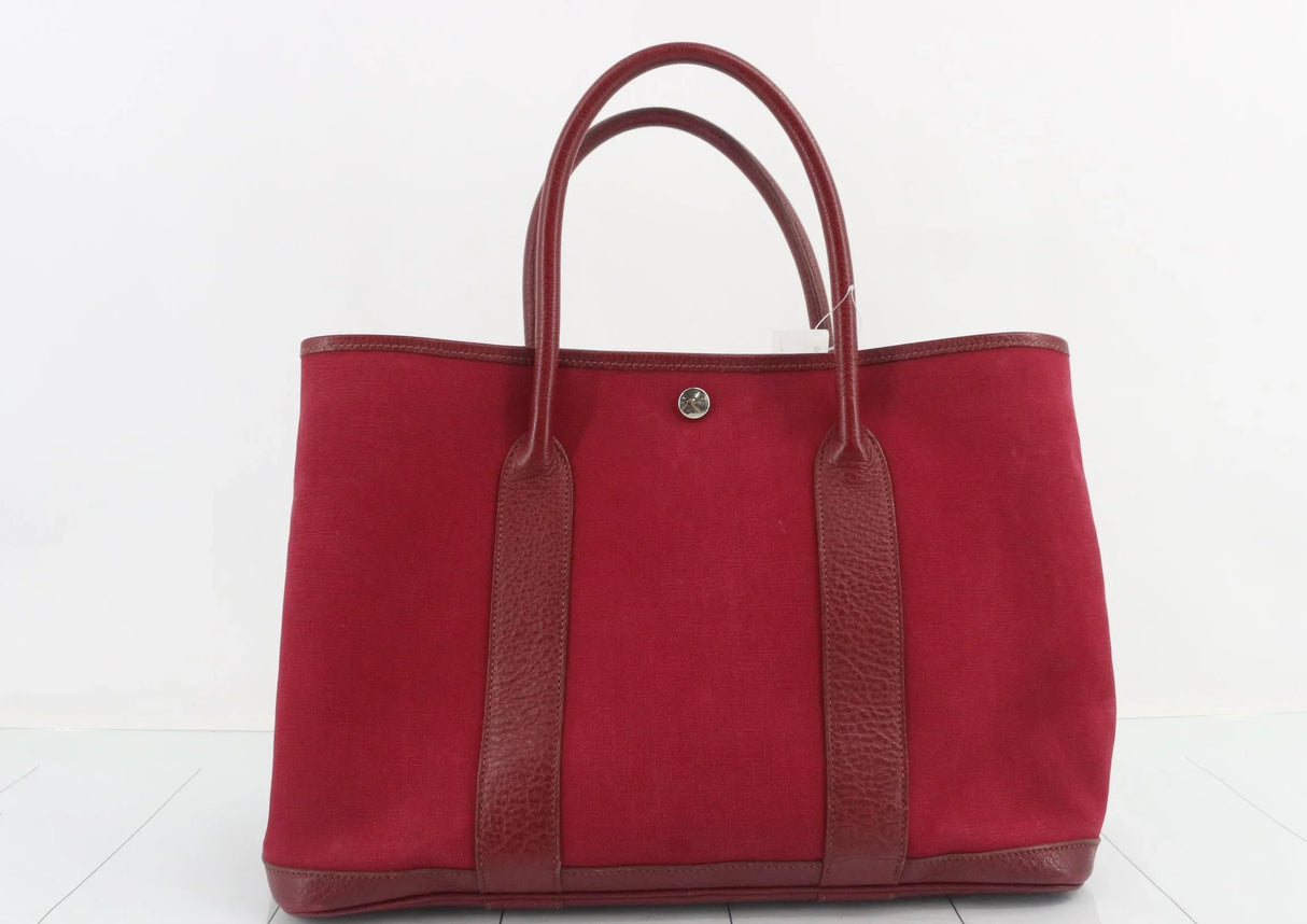 Hermès Garden Party Canvas Tote in Rouge H