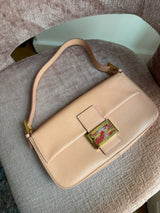 Fendi Baguette Light Pink Textured Leather