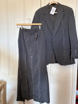 grey two-piece upcycled blazer set