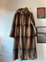 Full trench faux fur with hood