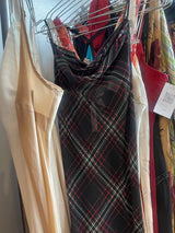 Plaid cowl neck maxi dress