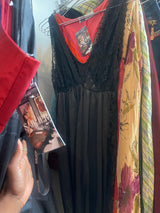Black lace slip dress