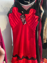 Red & black slip dress
