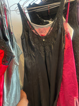 Black lace slip midi