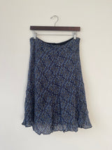 Blue silk midi skirt