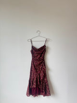 Burgundy printed sequin dress
