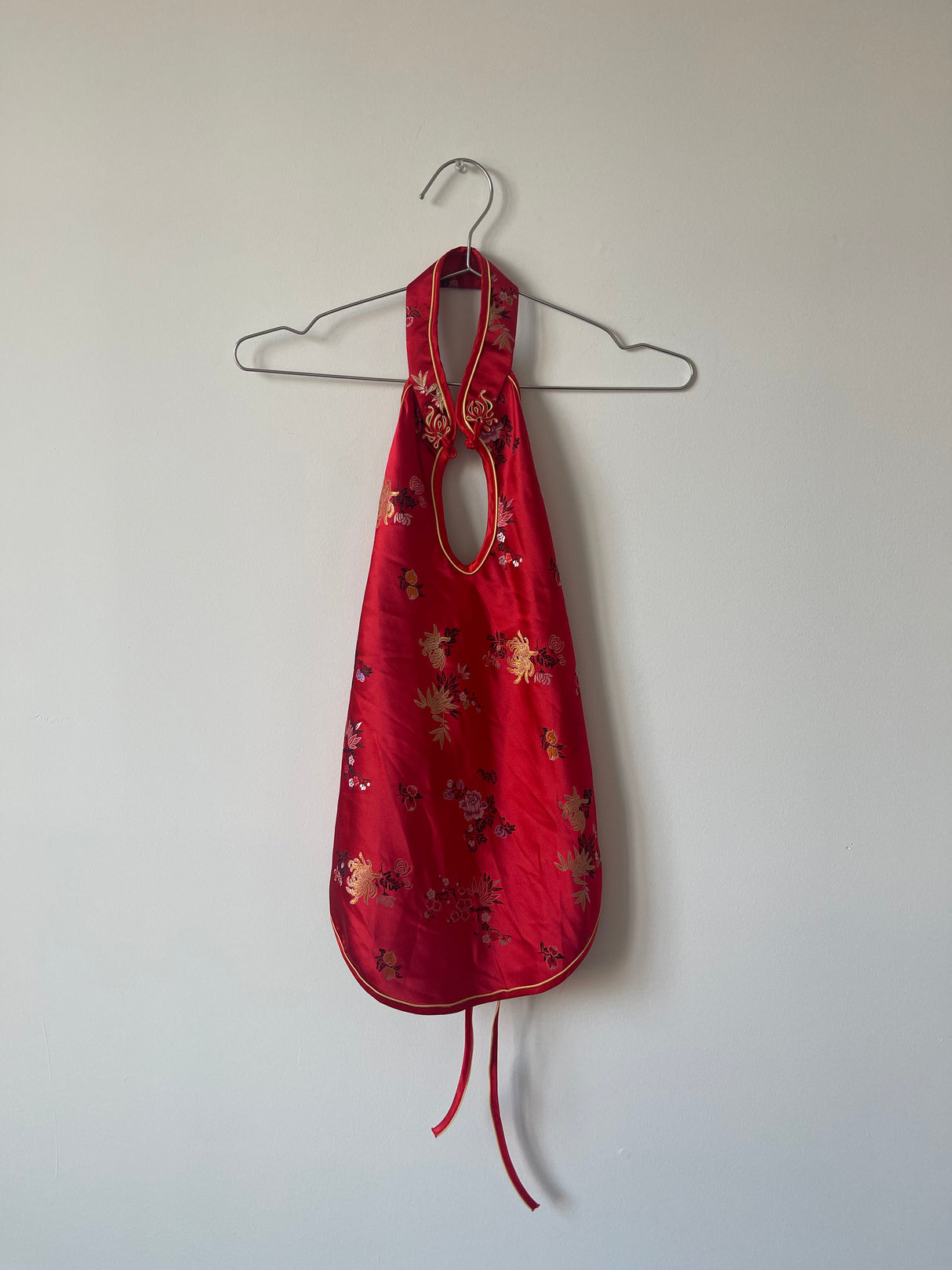 Red cheongsam halter top