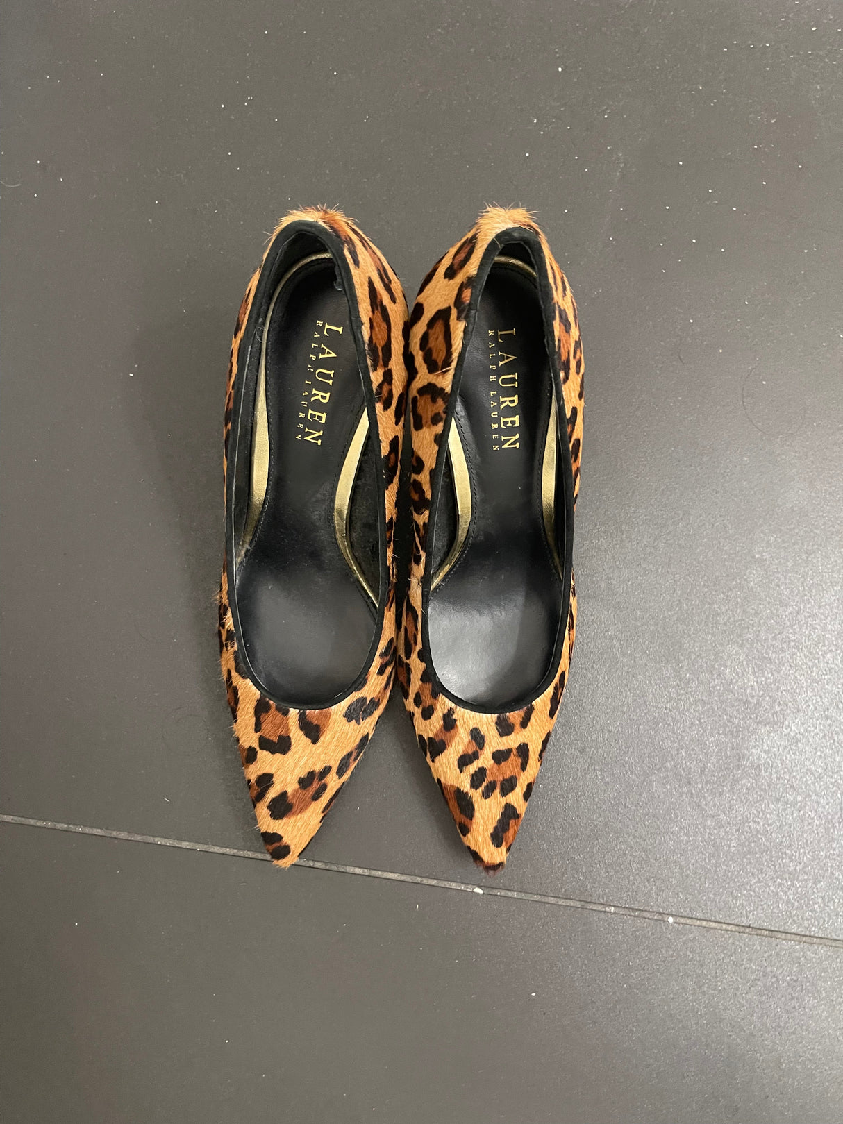 Leopard print pony hair heels