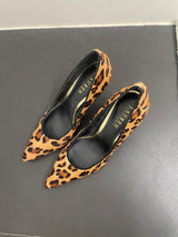 Leopard print pony hair heels